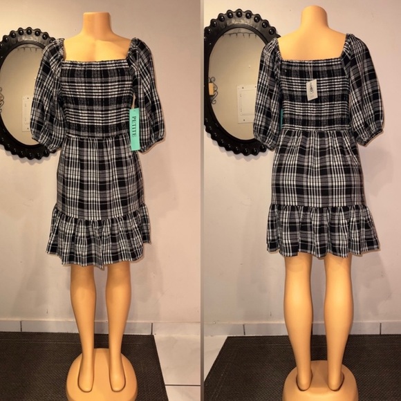 NWT PETITE DRESS SIZE PM CHEKERED - Picture 1 of 6